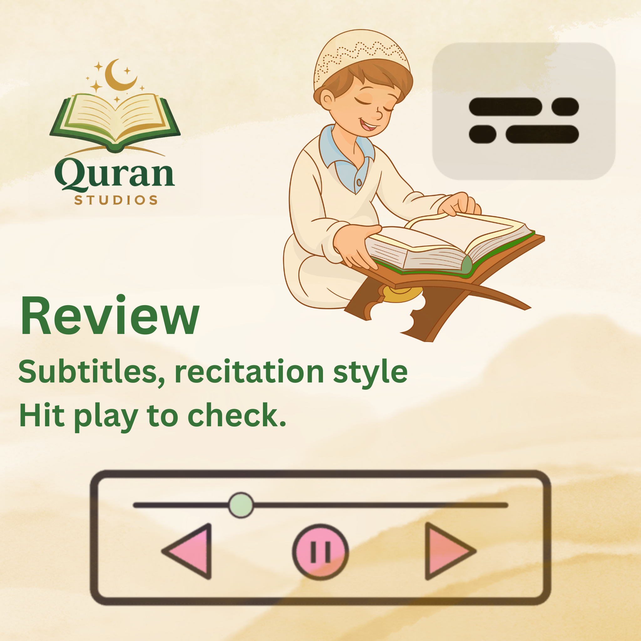 Review and refine recitation and subtitles together